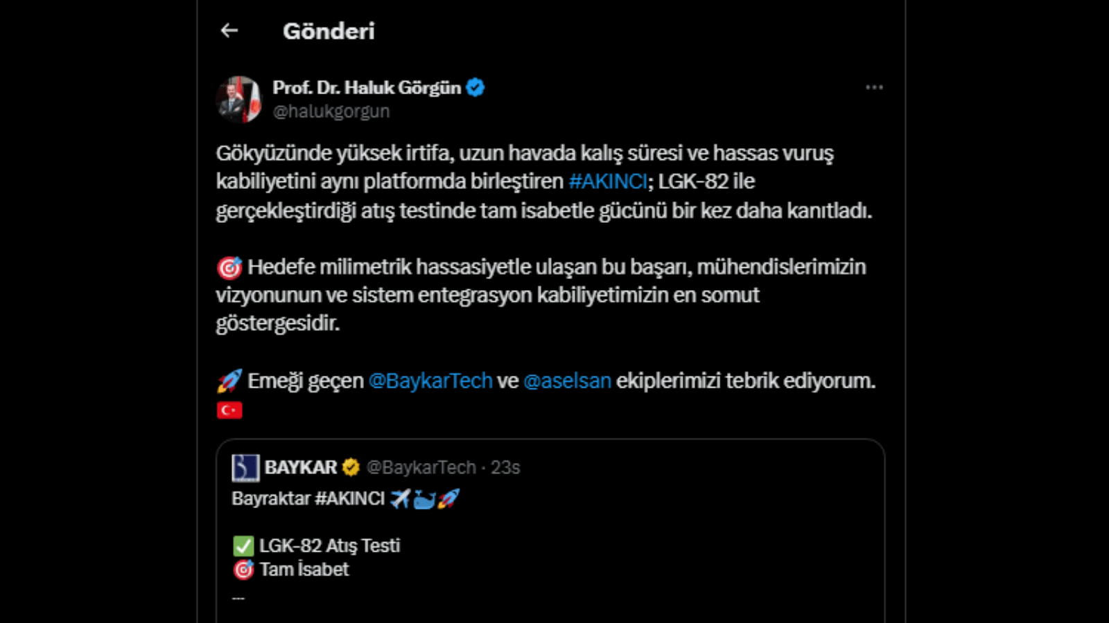 Haluk Görgün, AKINCI’nın gücünü bir kez daha kanıtladığını ifade etti.