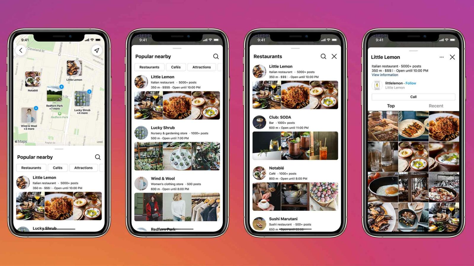 Instagram Yakındaki popüler yerleri keşfet özelliğinden ekran görüntüleri