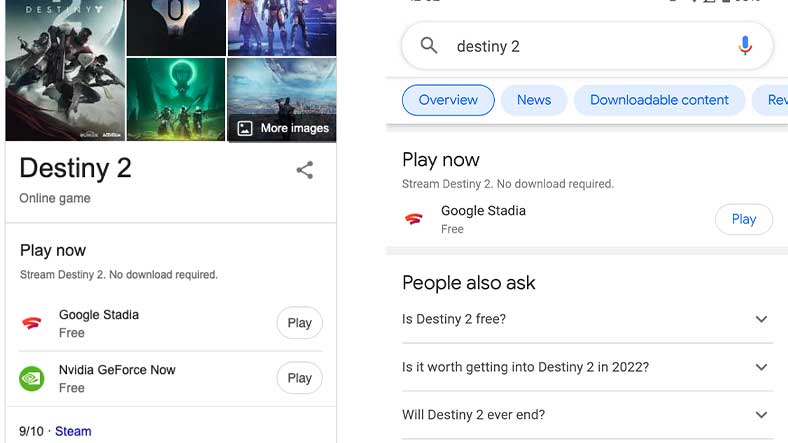 google oyunlarin hangi platformda oldugunu gosterecek