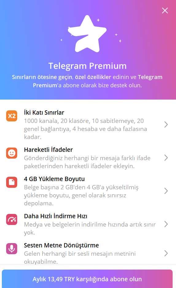 telegram premium abonelik fiyati turkiyede indirime girdi 2