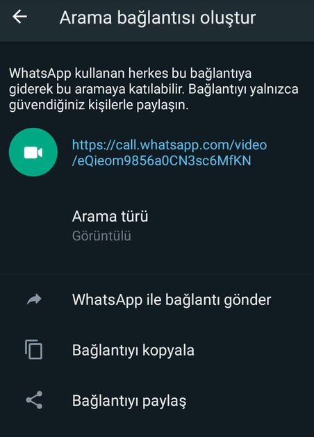 WhatsApp arama bağlantısı nasıl oluşturulur