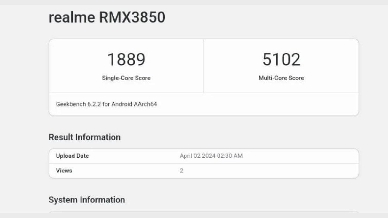 Realme GT Neo 6 modeli, RMX3850 numarasıyla Geekbench veri tabanında görünebiliyor.