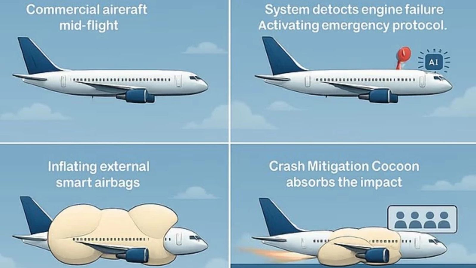 Mühendislerden Uçaklar İçin Yapay Zekâlı Dev Hava Yastıkları