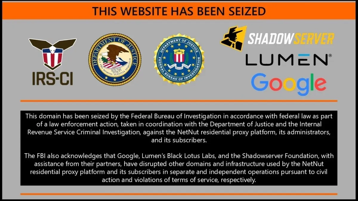 netnut residential proxy fbi seizure notice 1