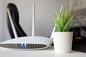 white wifi router home office setup 1