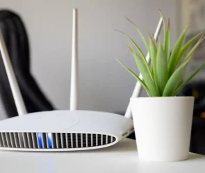 white wifi router home office setup 1