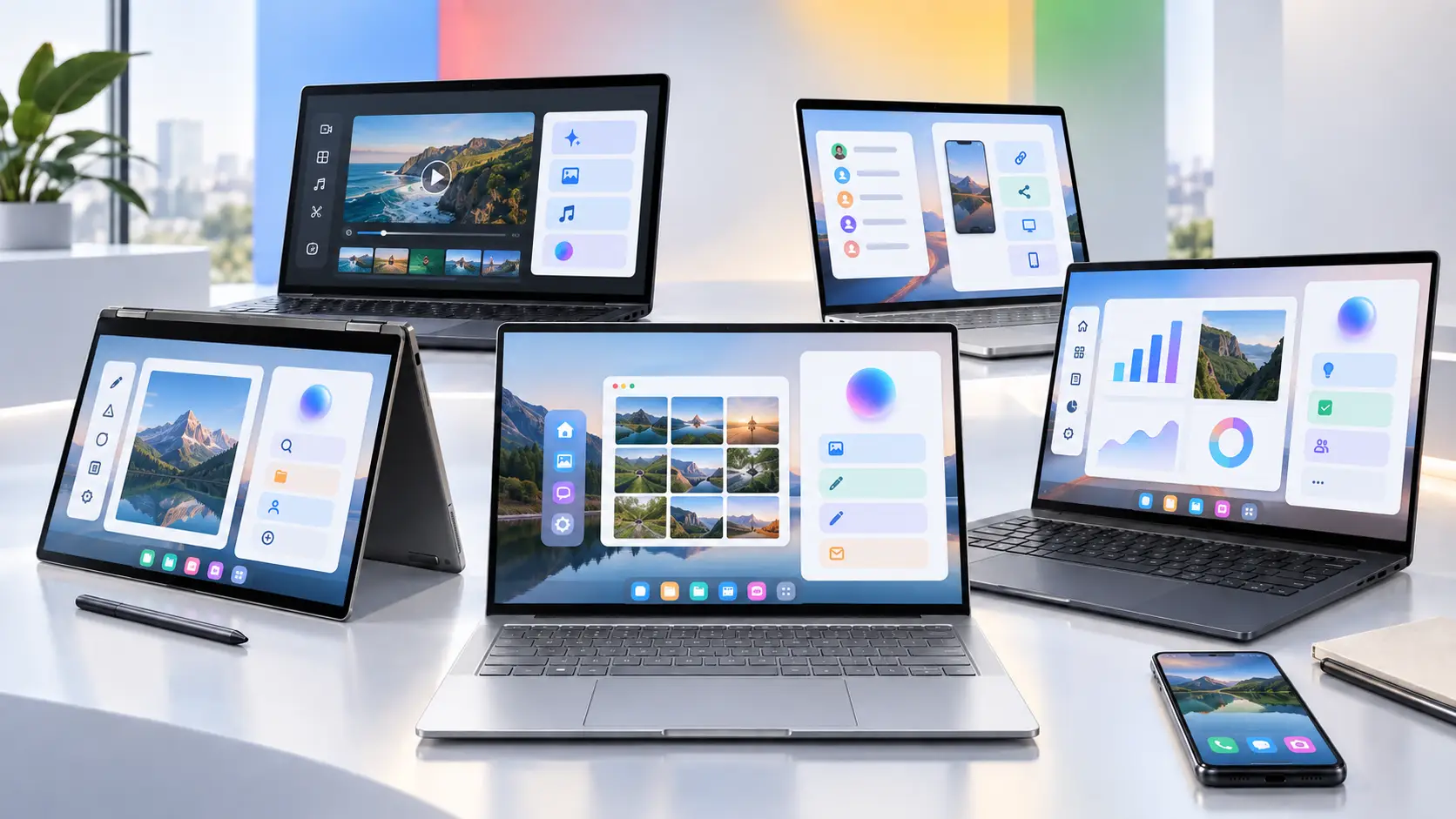 Googlebook ailesi Acer, ASUS, Dell, HP ve Lenovo tarafından üretilen beş farklı dizüstü bilgisayardan oluşuyor.
