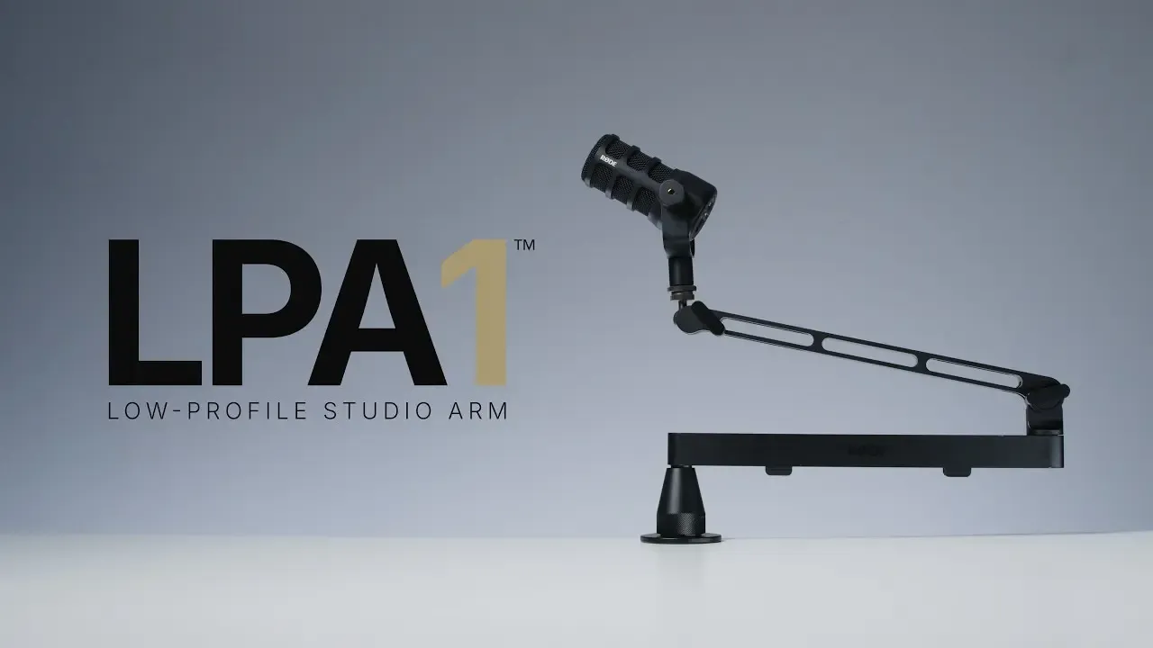 RØDE LPA1 Mikrofon Kolu Tanıtıldı 2 RØDE LPA1, mikrofonu konuşmacıya yakın tutarken kolun kameradaki görüntüyü kapatmasını azaltmak için tasarlanmış alçak profilli bir stüdyo kolu.