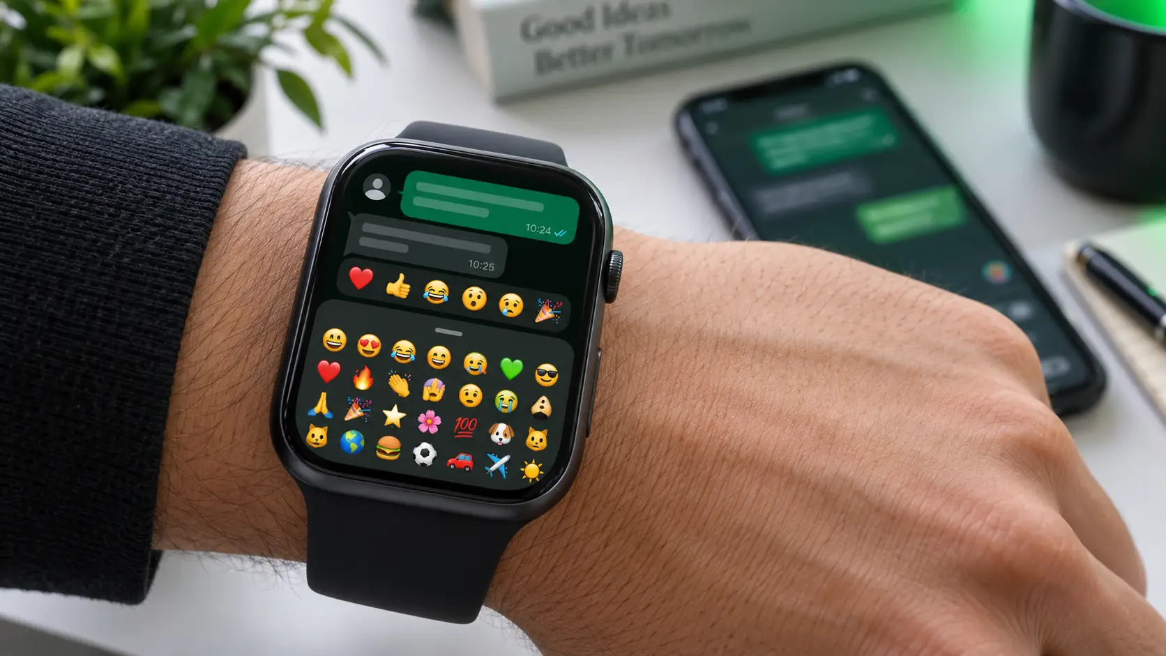 WhatsApp, Apple Watch kullanıcılarına tüm emojilerle mesajlara tepki verme imkânı sunuyor.