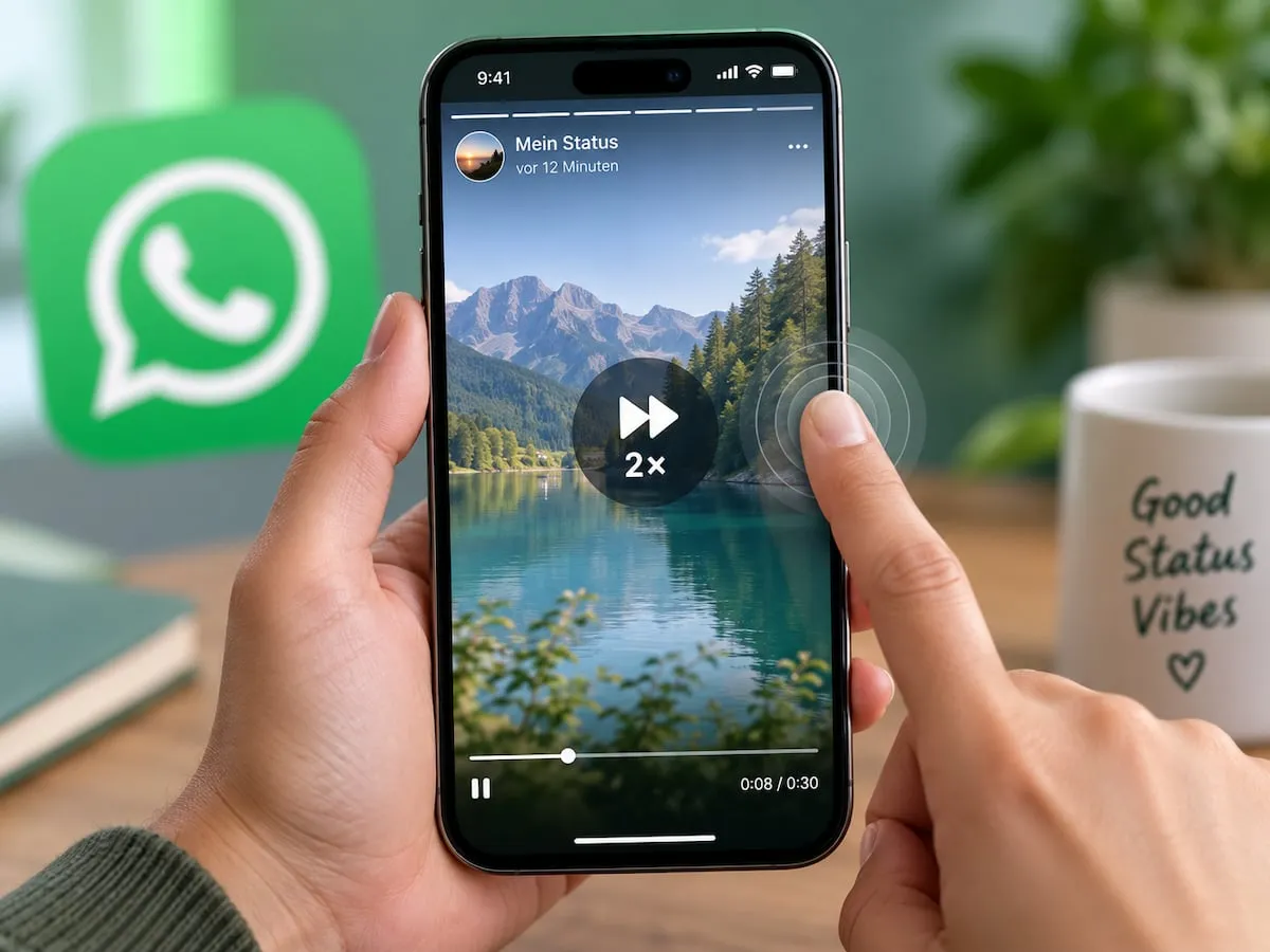 iPhone’da WhatsApp Durum videosunun 2x hızda oynatıldığı test ekranı