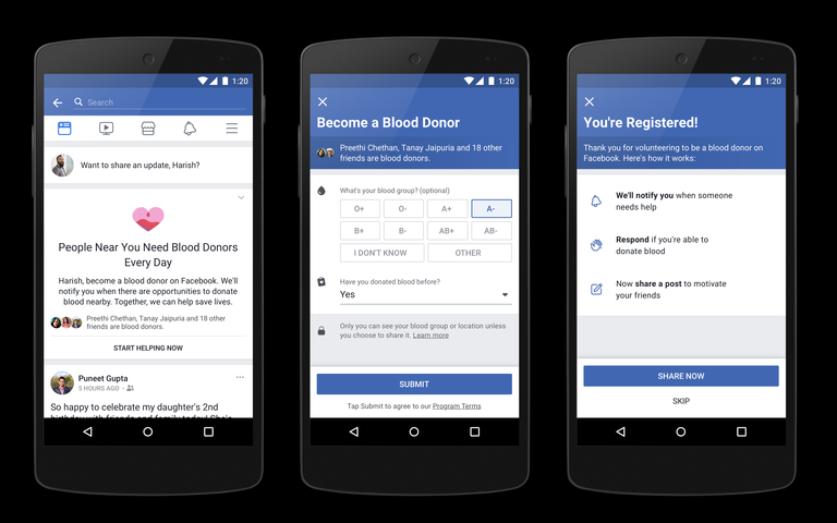 Facebook kan bağışı özelliği