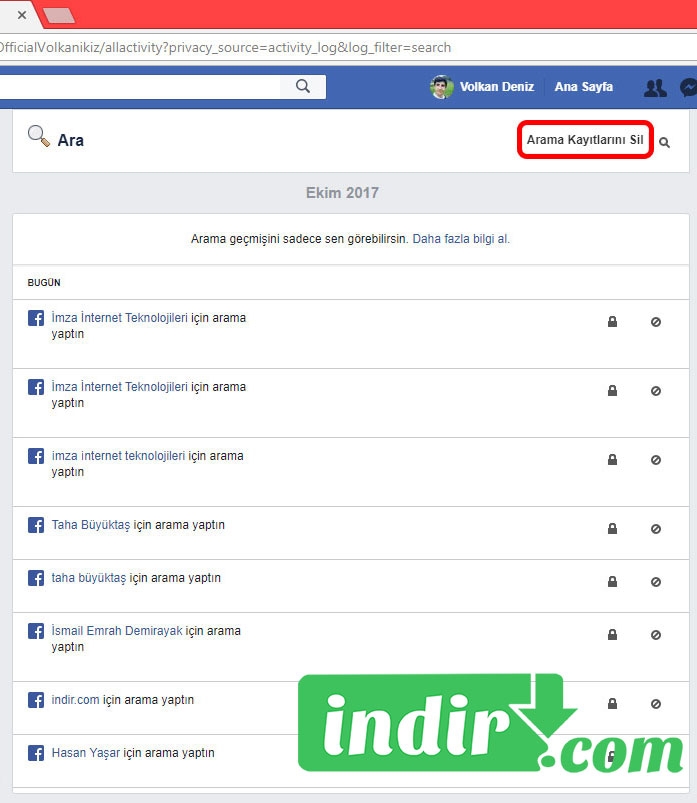 Bilgisayarda Facebook Arama Geçmişi Nasıl Silinir?