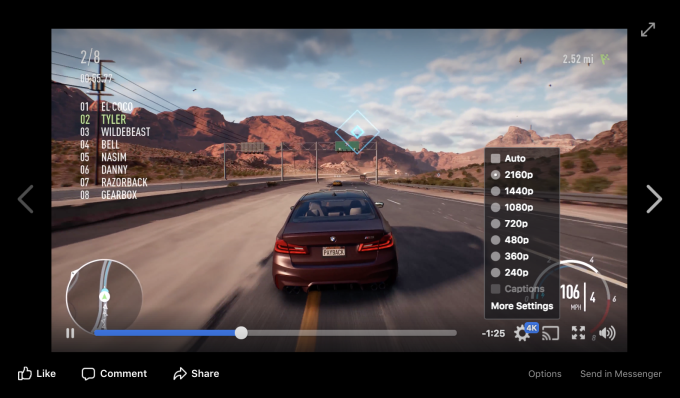 Facebook 4K Videolar