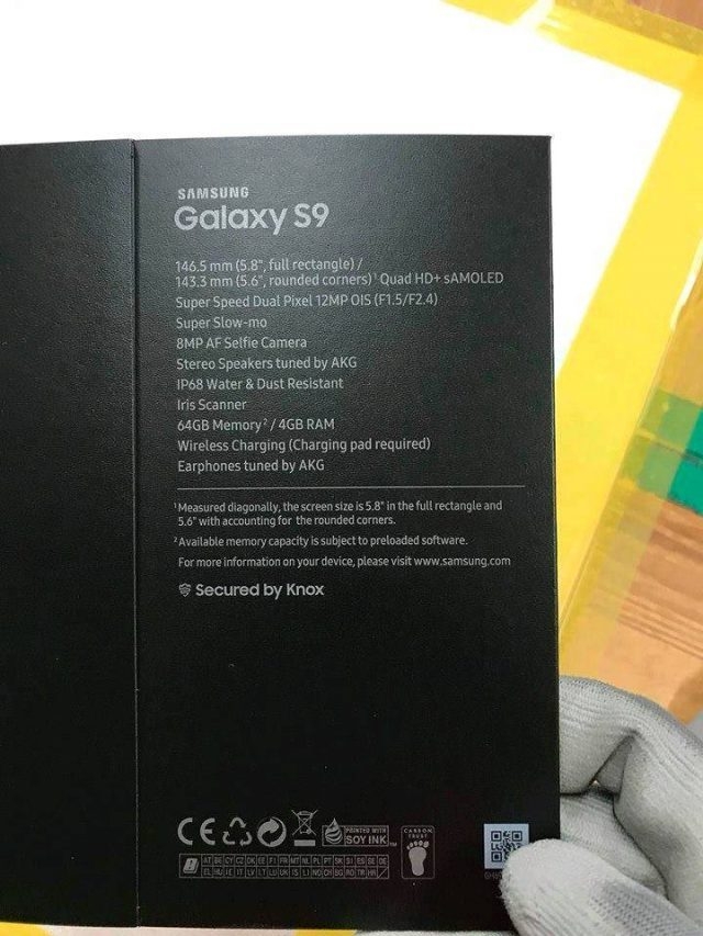 Bir Reddit kullanıcısı tarafından Güney Koreli şirket Samsung'un önümüzdeki ay tanıtacağı olan Galaxy S9 modelinin kutu fotoğrafı yayınlandı.