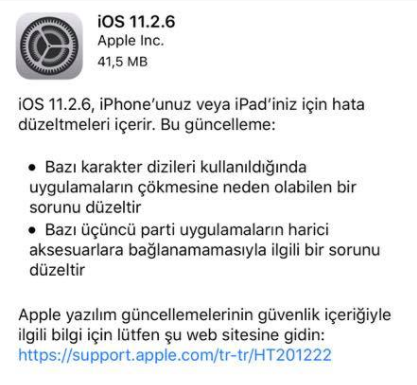 iOs Yeni Güncelleme