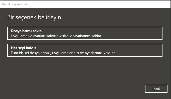 Windows 10 bilgisayar sıfırlama nasıl yapılır?