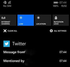 Windows Phone 8.1 Action Center