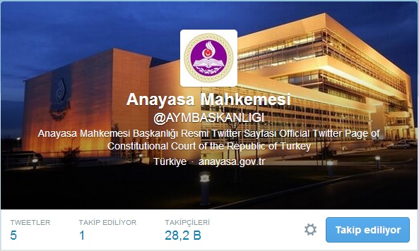 Anayasa Mahkemesi resmi Twitter hesabı