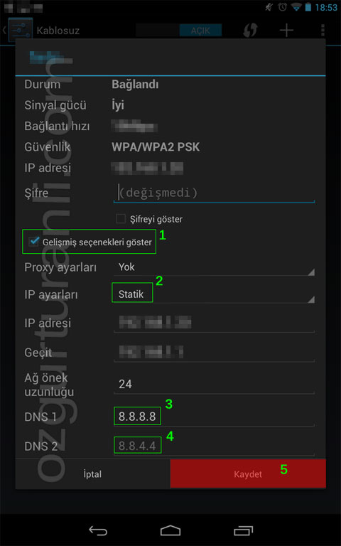 Android için DNS Değiştirme