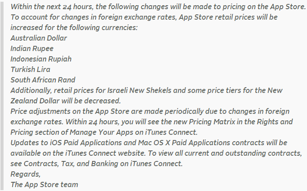 iOS uygulamalarına zam