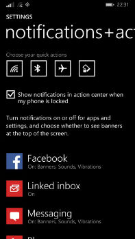 Windows Phone 8.1 Bildirim Merkezi