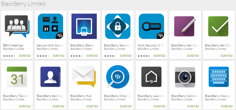 BlackBerry Uygulamaları Google Play