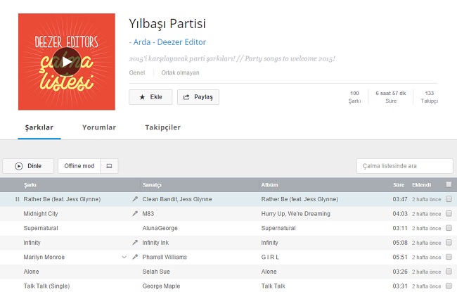 Deezer Yeni Yıl Listesi