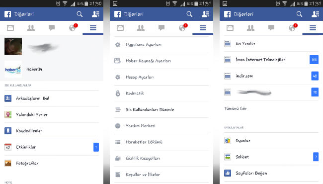 Facebook Android Eski iKonlar