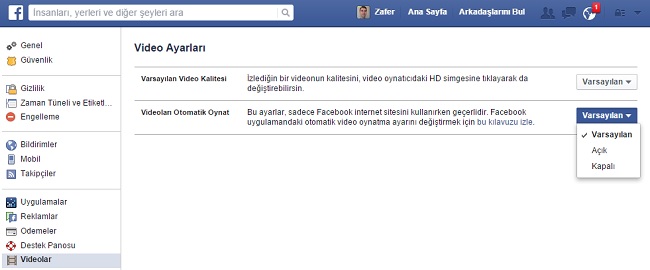Facebook'ta Otomatik Oynatma Nasıl Kapatılır?