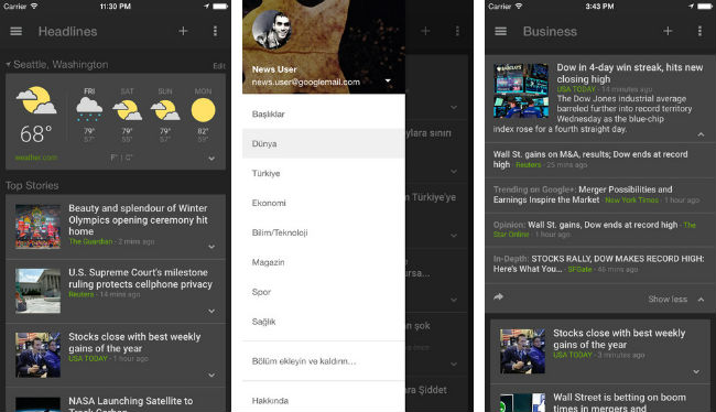Google Haberler ve Hava Durumu Uygulaması