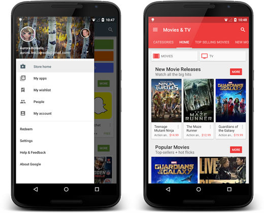 Google Play Yeni Tasarım