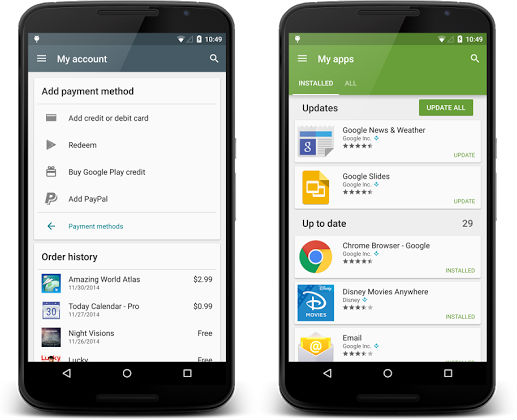 Google Play Yeni Tasarım