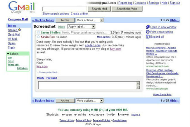 İlk Gmail Sayfa Tasarımı