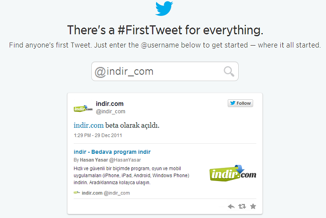 indir.com'un ilk tweeti