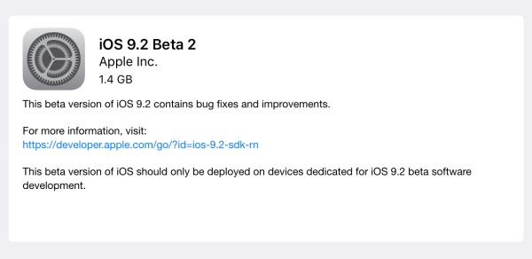 iOS 9.2 Beta 2