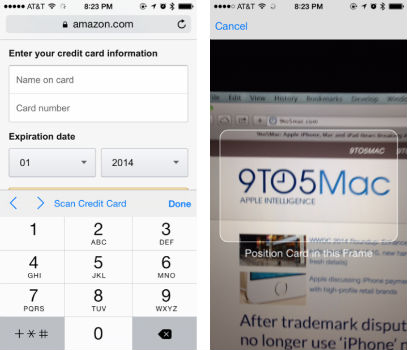 iOS8 Scan Credit Card