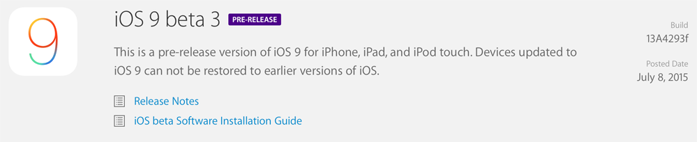 iOS 9 Beta 3 indir