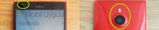 Nokia Lumia 1520 Ön ve Arka Kamera