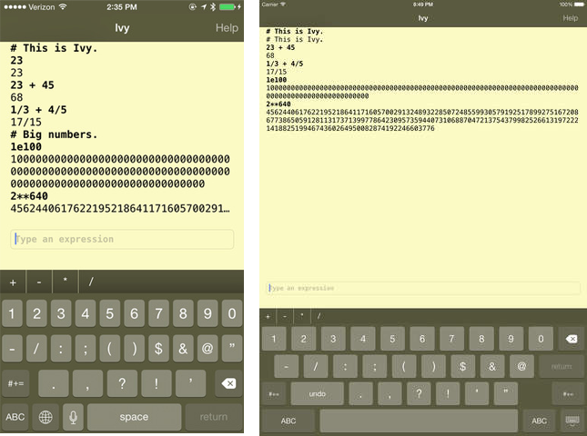 Ivy big number calculator