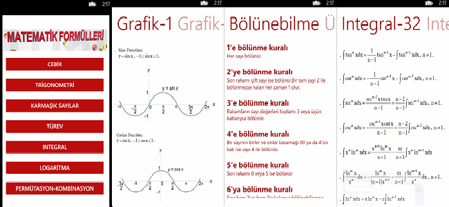 Matematik Formülleri Uygulaması