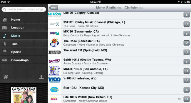 TuneIn Radio iPad