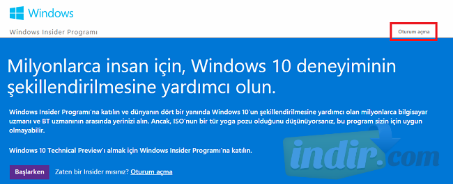 Windows Insider Programına Kayıt