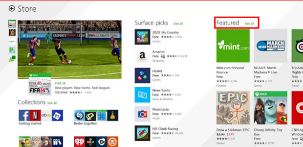 Windows Store Yeni Tasarım