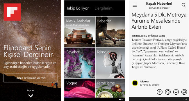 Windows Phone için Flipboard