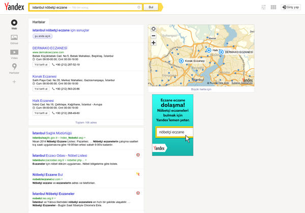 Yandex Nöbetçi Eczane